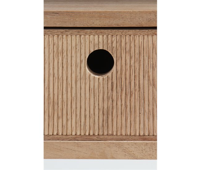Aparador de fresno y metal negro con cajon y base de metal Negro