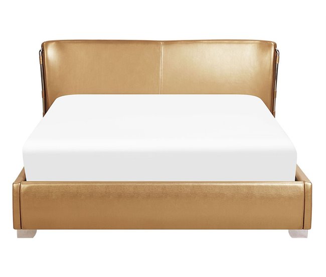Beliani Cama de agua Piel PARIS 175x228 Dorado