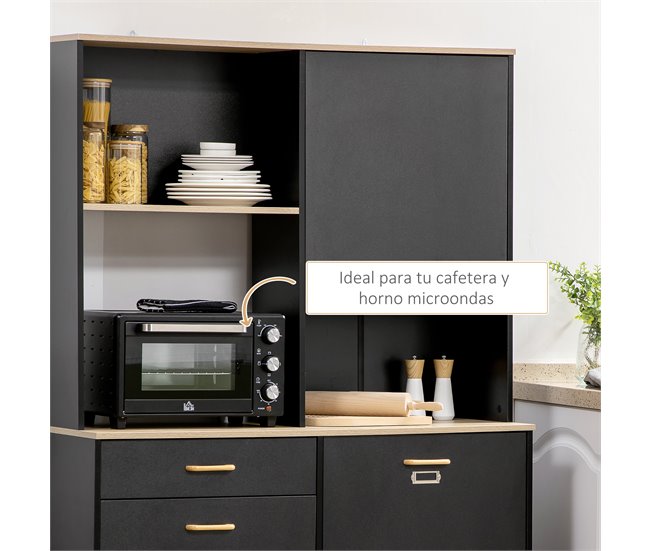 Alacena de Cocina Melamina de Madera, MDF HOMCOM, hogar - cocina 119 Negro