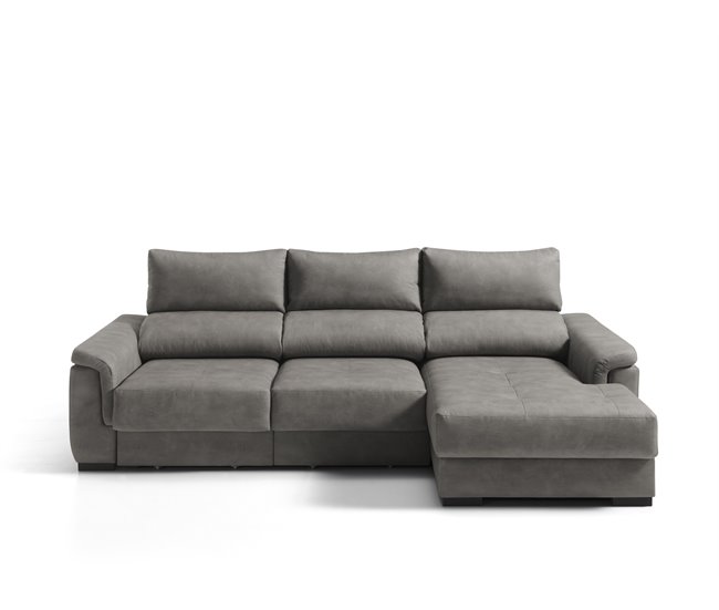 Chaise longue con arcón 4 plazas NAHIA Gris Claro