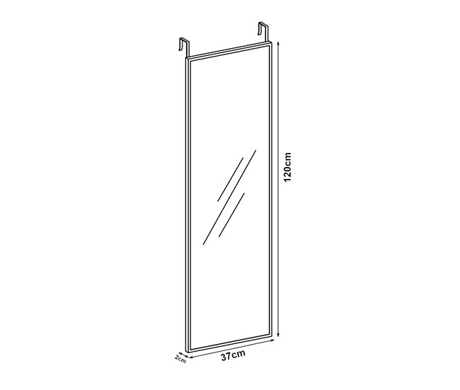 Espejo para puerta Lesina con 2 ganchos aluminio 37x2 Blanco