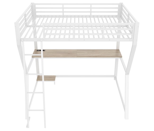 Cama alta para niños 145x204 Blanco/ Madera