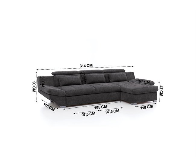 Chaise longue convertible en cama ETERNITY Antracita