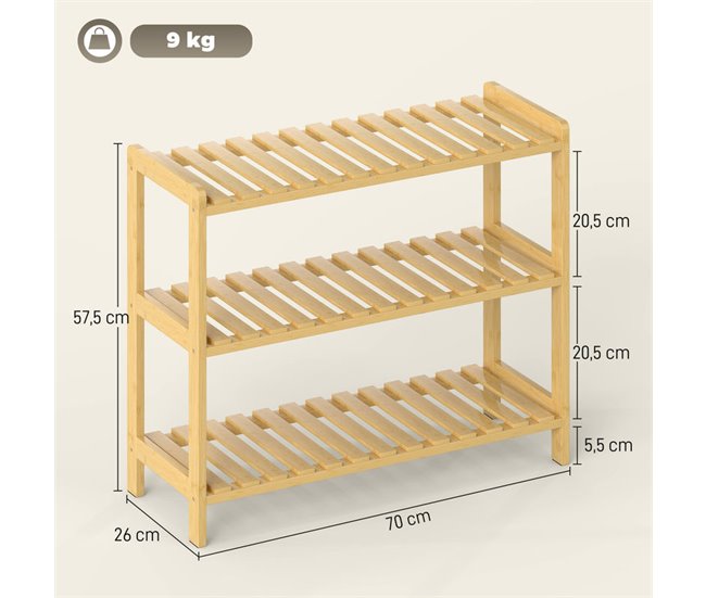 Estantería de Zapatos Bambú HOMCOM, hogar - muebles de recibidor Marron