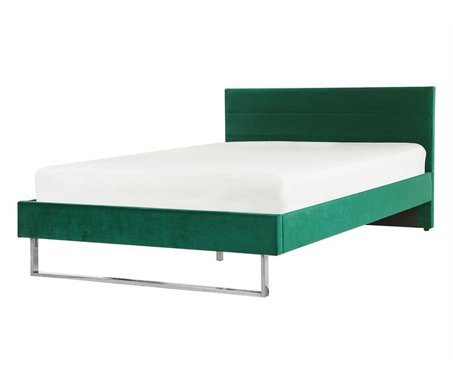 Beliani Cama con somier Terciopelo BELLOU 214x145 Verde