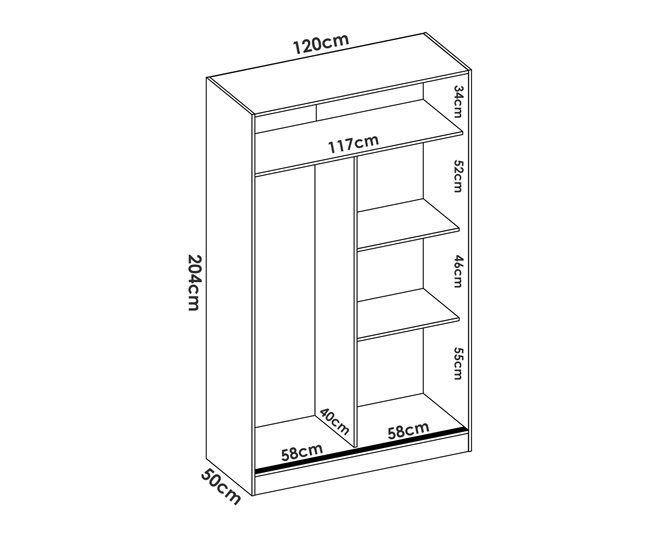 Armario 2 puertas efecto madera 120 Blanco
