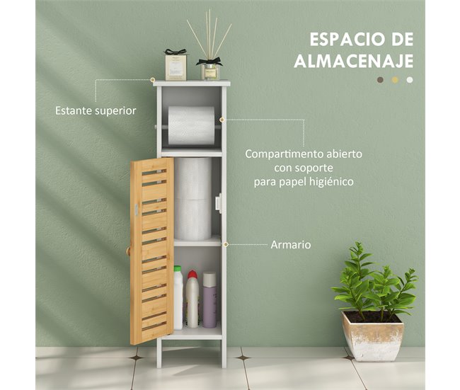 Columna de Baño MDF, Bambú HOMCOM, hogar - baño Blanco