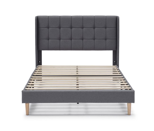 Estructura de Cama tapizada Esther 135x190 Gris Oscuro