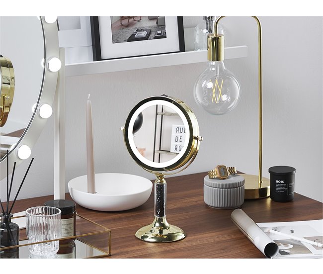 Beliani Espejo de maquillaje BAIXAS 18x12 Dorado