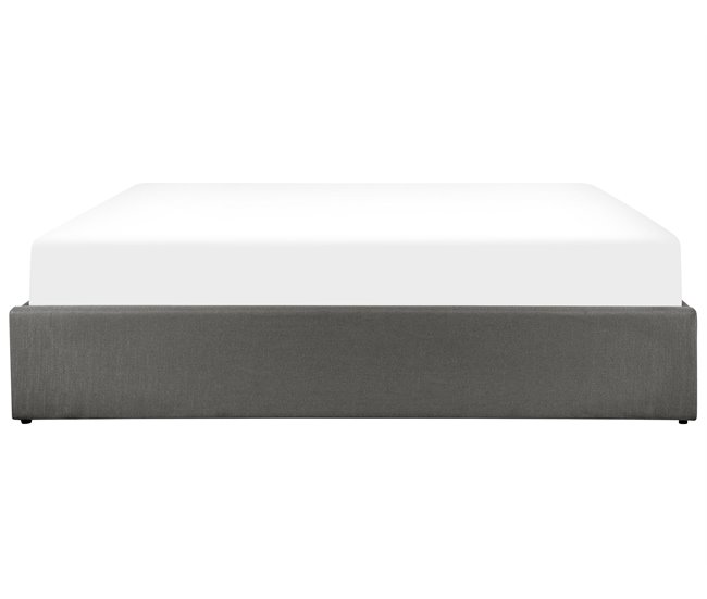 Beliani Cama con almacenaje sin cabecero Poliéster DINAN 187x214 Gris Oscuro