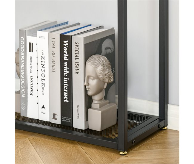Mesa Consola Vidrio Templado, MDF, Metal HOMCOM 108 Negro