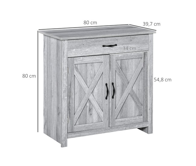Aparador de Cocina MDF y Melamina de Madera HOMCOM 80 Gris