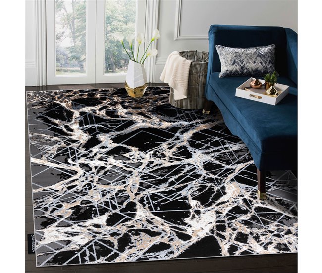 Alfombra DE LUXE moderna 622 Abstracción - Structural 240x340 Negro