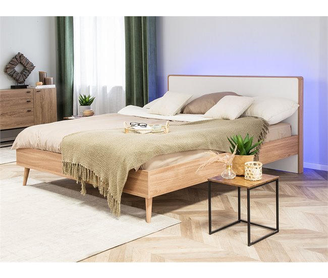 Beliani Cama LED MDF SERRIS 188x215 Marron