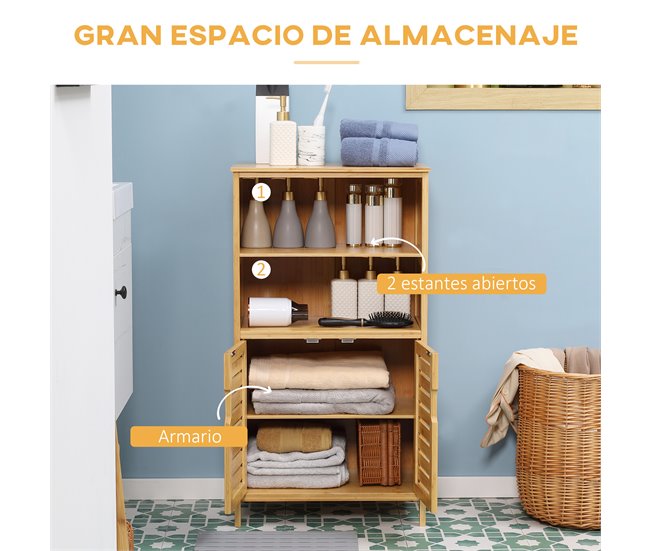 Armario de Baño Bambú kleankin, hogar - baño Marron