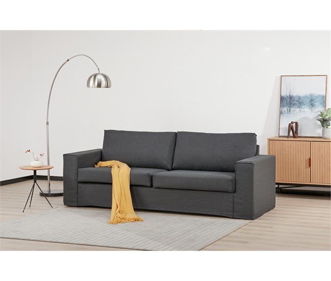 Sofá 3 plazas fijo JUNO desenfundable Gris Oscuro