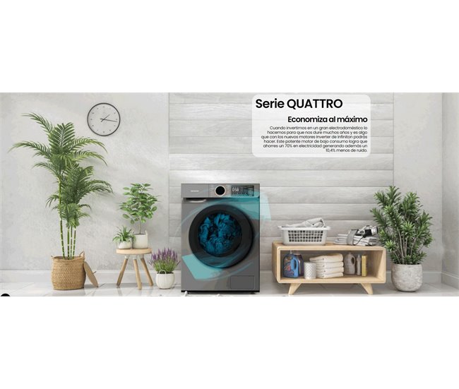 Lavadora Infiniton WM-N94ADK, 9 kg, 1400 rpm, Inverter, A Negro/ Inox