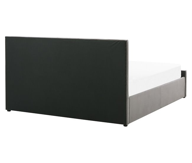 Beliani Cama con somier Terciopelo ROCHEFORT 170x214 Azul Marino
