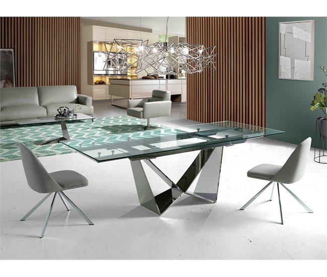 ANGEL CERDA Silla comedor giratoria acero Gris