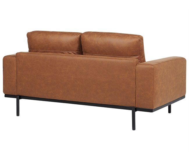 Beliani Sofá de 2 plazas Poliéster SOVIK Marron