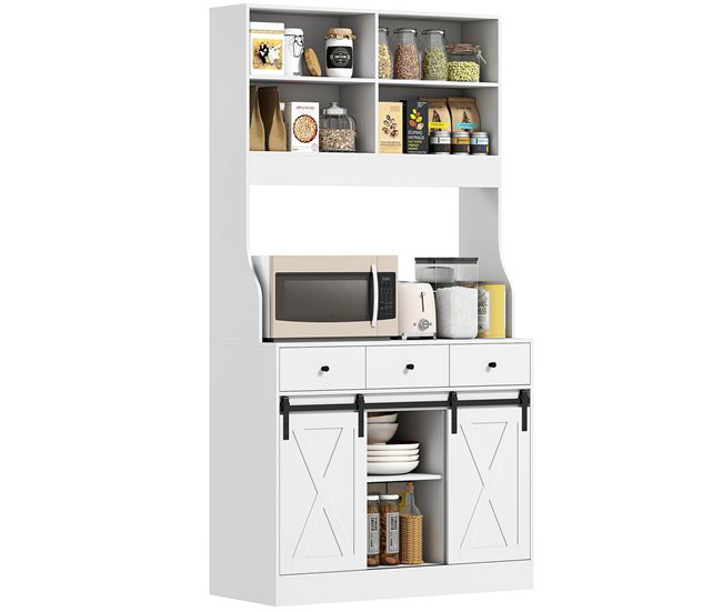 Alacena de Cocina Melamina de Madera HOMCOM, hogar - cocina Blanco