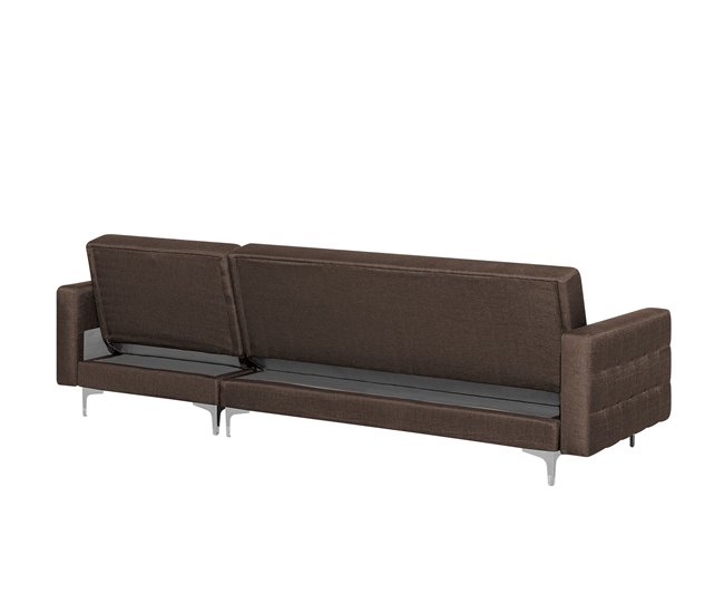 Beliani Sofá esquinero Poliéster ABERDEEN Gris Oscuro