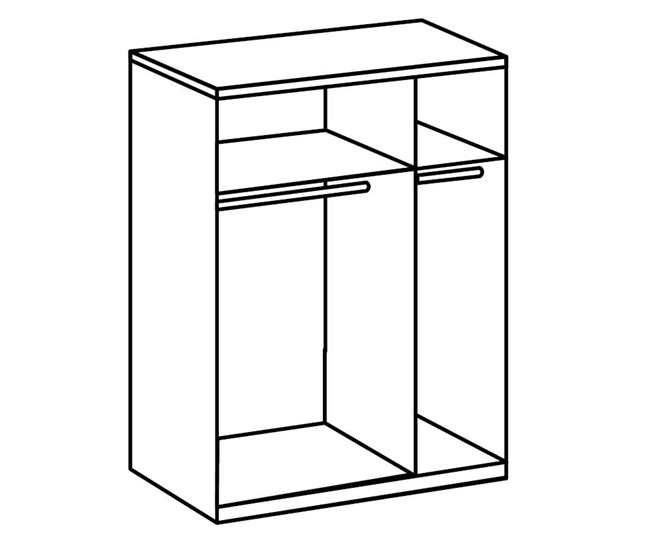 Armario 2 puertas correderas, 1 de ellas con espejo - L135 cm Gris