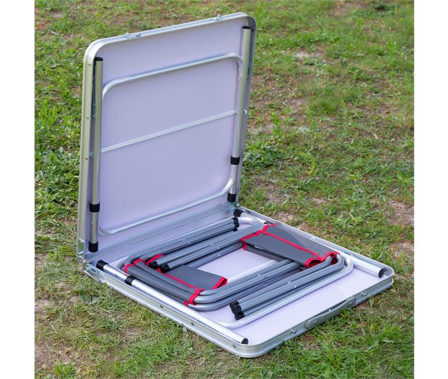 Aktive Mesa plegable regulable aluminio con 4 taburetes Gris