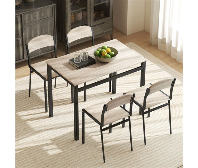 Conjunto de Comedor MDF, Metal HOMCOM, hogar - muebles de comedor Negro