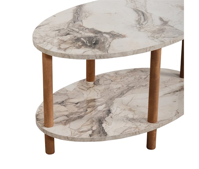 Mesa de centro Højreby ovalada aglomerado/madera 70x44 Blanco