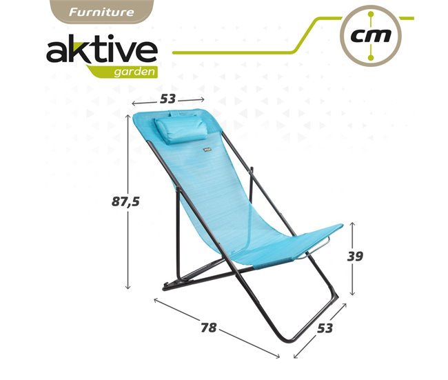 Hamaca plegable jardín multiposición c/cojín Aktive Azul