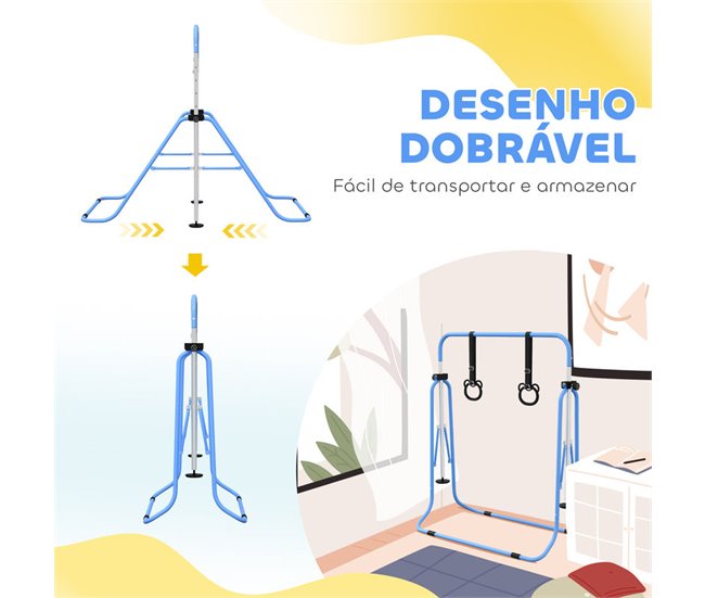 Barra de Gimnasia Acero HOMCOM, deportes y ocio - musculación Azul