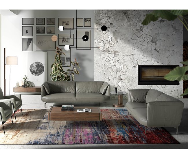 Mueble TV nogal y cristal templado Transparente