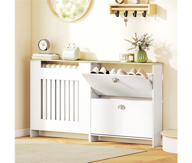 Cubre Radiadores Melamina de Madera, MDF HOMCOM Blanco