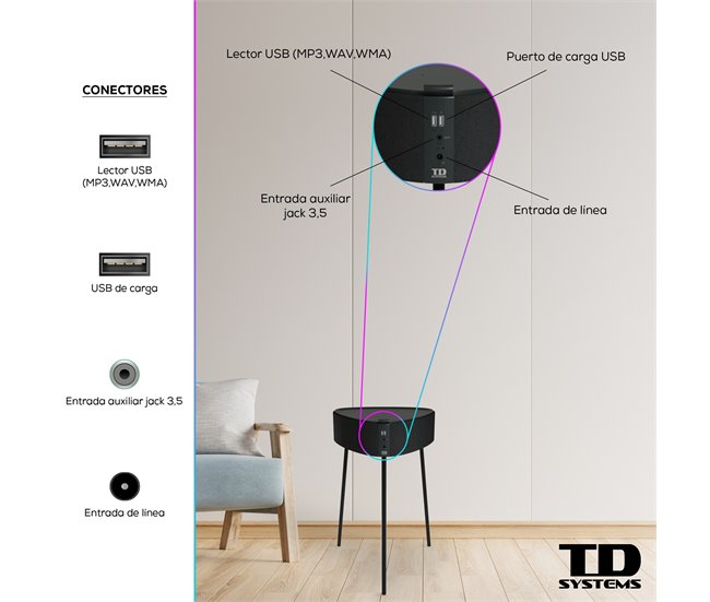 Altavoz Mesa Bluetooth de 20W - TD Systems SM20B11PGC Gris Oscuro