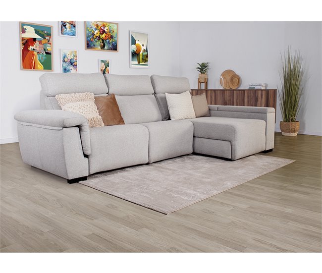 Chaise longue 4 plazas ADRIA relax eléctrico derecho gris claro Gris Claro