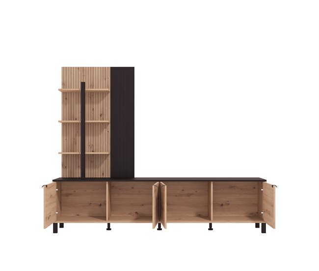 Compacto tv 208 cm negro y roble BELGRADO Negro/ Madera