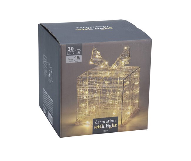 Caja de regalo Navideña decorativa con 30 micro LEDs Blanco