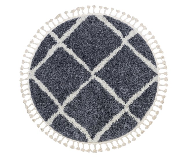 Alfombra BERBER Cuadriculado B5950 Franjas Bereber Marroquí 120x120 Gris