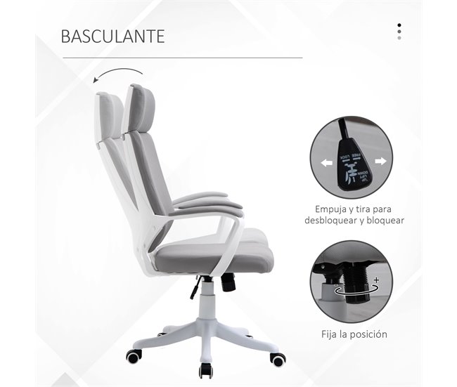 Silla de Oficina Poliéster, Espuma, Nylon, PP Vinsetto Gris