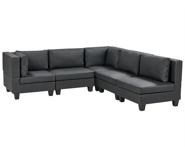 Beliani Sofá esquinero Piel sintética UNSTAD Negro
