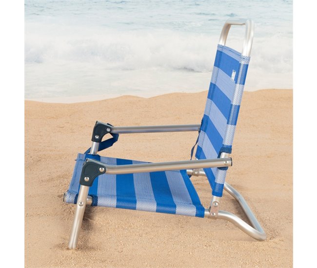 Aktive Silla de playa plegable pequeña marinera c/asa de hombro Azul