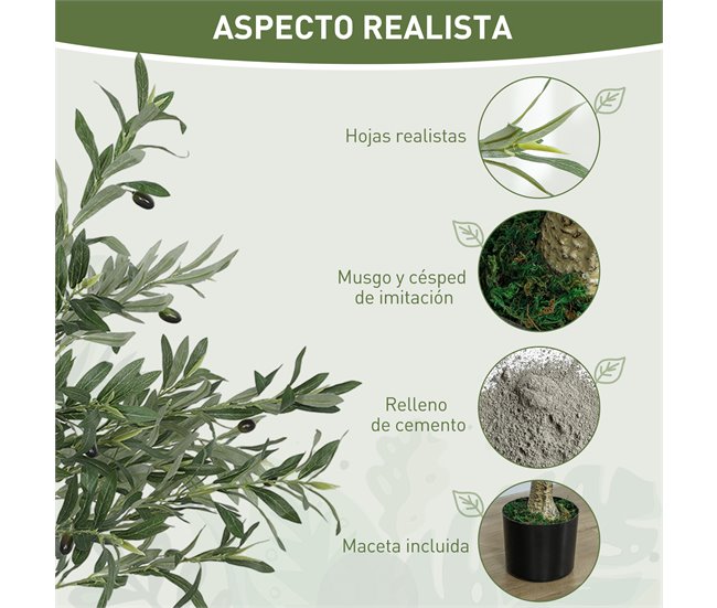Olivos Artificiales Seda HOMCOM, hogar - decoración Verde