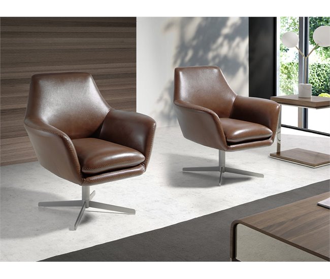 ANGEL CERDA Sillón giratorio piel marrón Marron