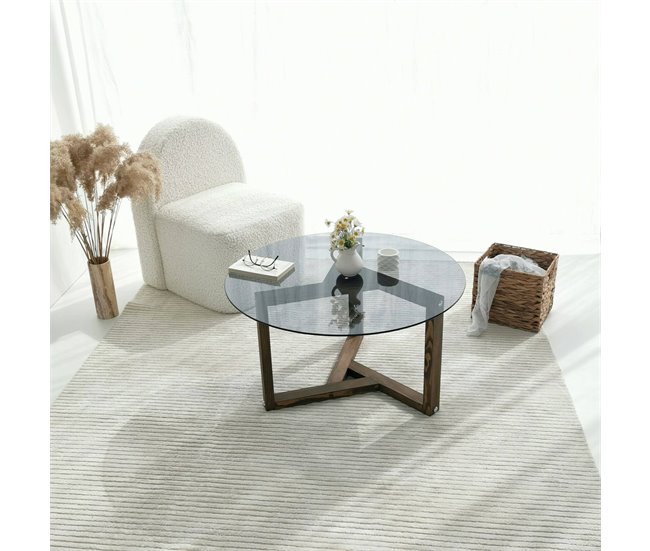 Mesa de centro de vidro 75x75 Madera Oscura
