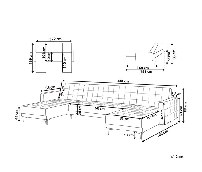 Beliani Sofá modular Terciopelo ABERDEEN Rosa