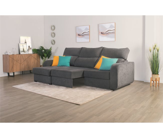 Chaise longue convertible en cama tela APRIL Gris