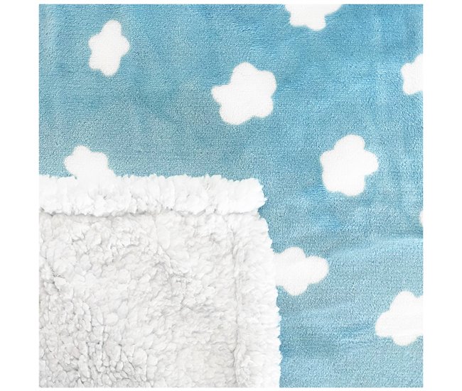 Acomoda Textil - Manta para Bebé Estampada con Nubes, Manta de Cuna Azul