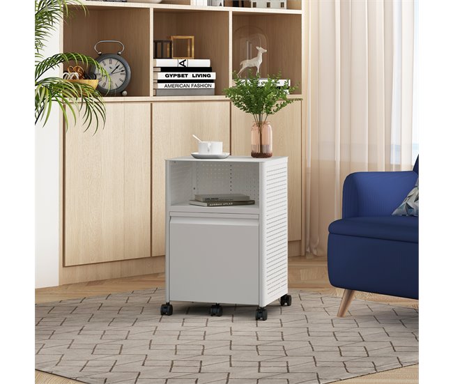 Archivador con ruedas Velvevn 1 cajón acero [en.casa] Blanco