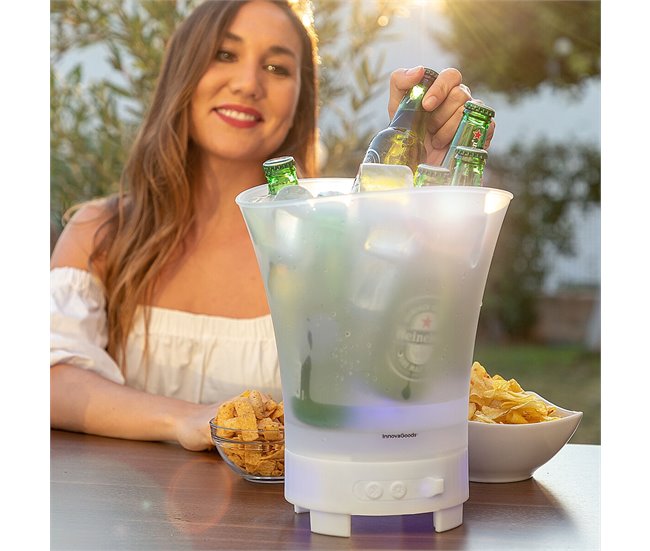 Cubitera LED con Altavoz Recargable Transparente